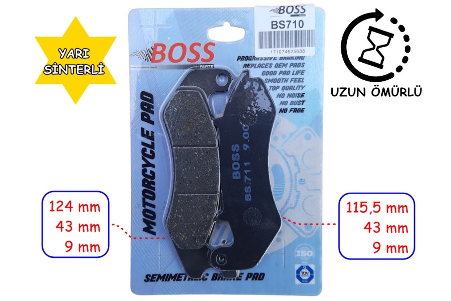 BENELLİ TNT125 BN125 ÖN FREN DİSK BALATASI BOSS FA711 (BS710) BENELLİ TNT125 BN125 ÖN FREN DİSK BALATASI BOSS FA711 (BS710)