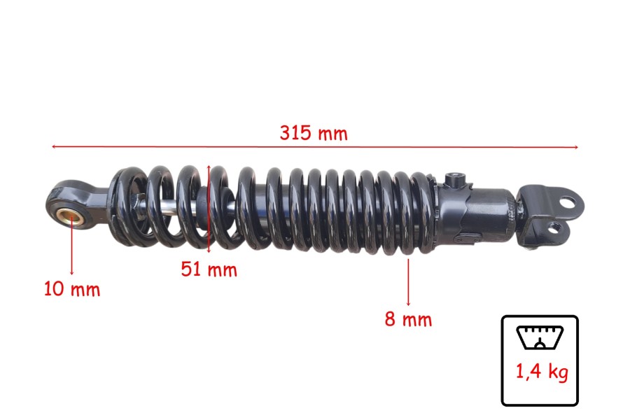 SCOOTER 50 ARKA AMORTİSÖR AYARLI 315 mm (8 mm YAY) CAPPUCİNO UYUMLU SCOOTER 50 ARKA AMORTİSÖR AYARLI 315 mm (8 mm YAY) CAPPUCİNO UYUMLU