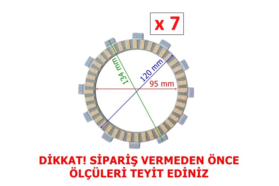 CF NK250 DEBRİYAJ BALATASI 7 Lİ (2022 ÖNCESİ) 12T 95-120-134 mm