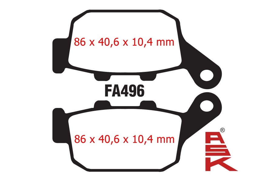 ARKA FREN DİSK BALATASI (CBS) FA496 ASK 125 DRİFT L-VULTRE 125 İ KD 125 F