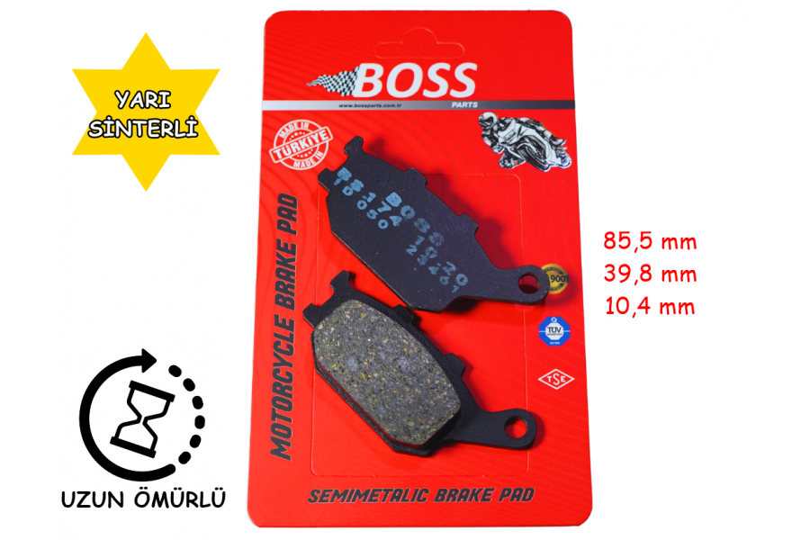 ARKA FREN DİSK BALATA BOSS FA174 HONDA-CBR600 F-CBF600-NC700 S-YAMAHA MT-09-FAZER8-KAWASAKİ Z 650