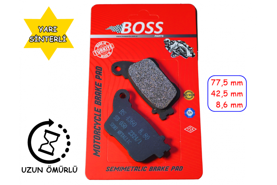ARKA FREN DİSK BALATASI BOSS FA436 HONDA CBR 600 RR 1000 RR KAWASAKİ ZX-6R ZX-10R YAMAHA YZF R1-R6
