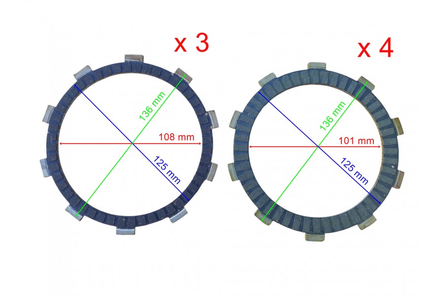 DOMİNAR 250-400 DEBRİYAJ BALATASI 4+3 10T 101-108-125-136 mm