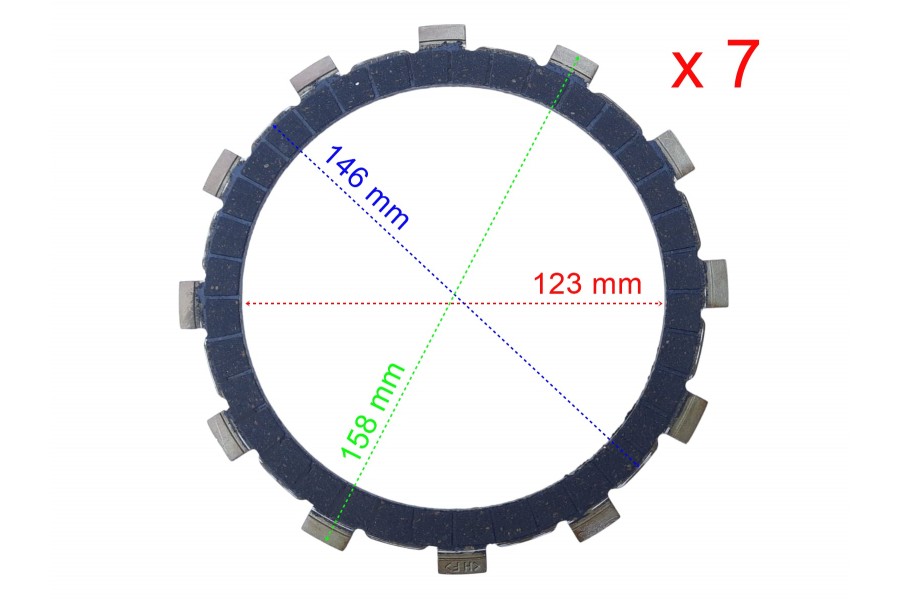 CF NK400-650 DEBRİYAJ BALATASI 7 Lİ 12T 123-146-158 mm A KALİTE