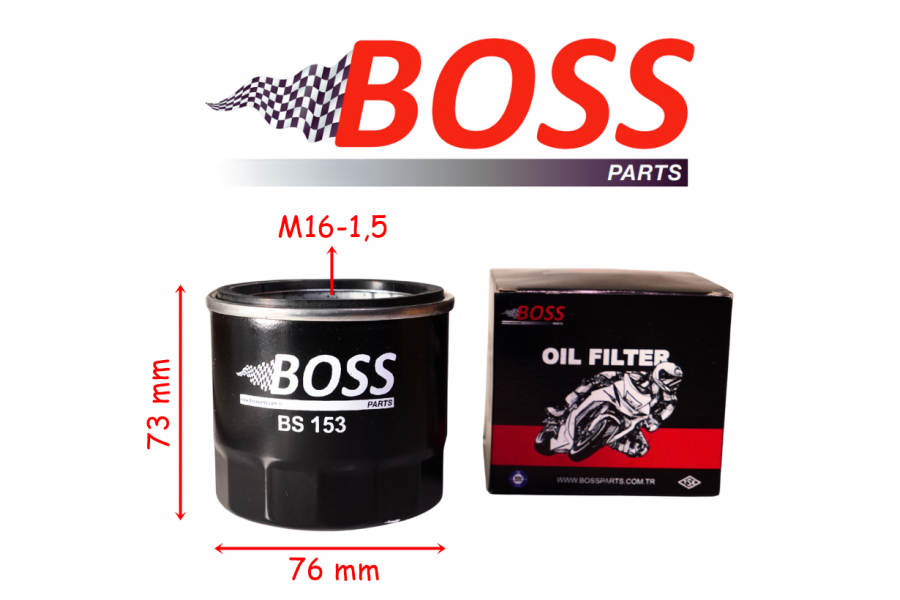YAĞ FİLTRESİ BOSS BS153 (HF153) 76-73-M16-1,5 DUCATİ DİAVEL MONSTER MULTİSTRADA