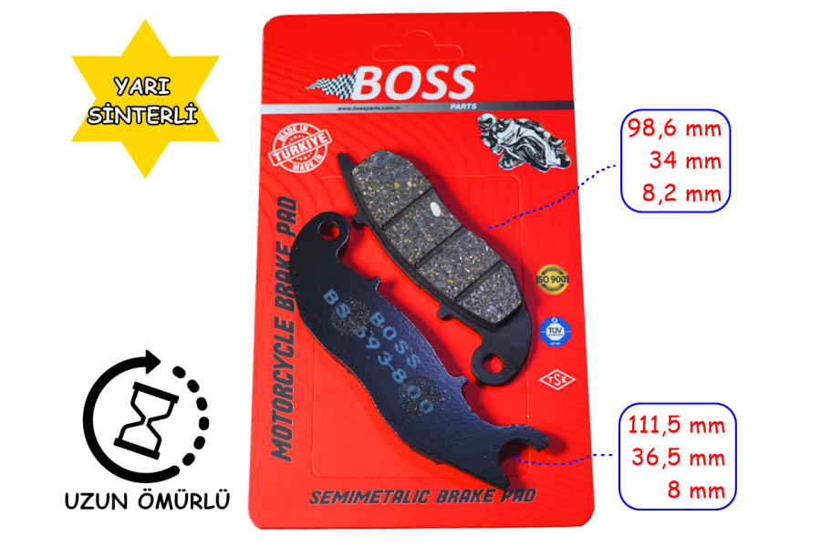 &Ouml;N FREN DİSK BALATASI BOSS SFA693 FA465 HONDA CRF 250L (13-21) CRF 250 RALLY (17-21)