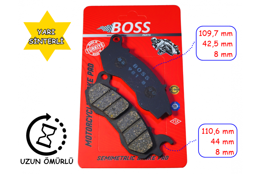 &Ouml;N FREN DİSK BALATASI BOSS FA709 RKS NEWLİGHT 125 MASH 125i SFC 100 AUTOMATIC Xi SNAPPY Xi