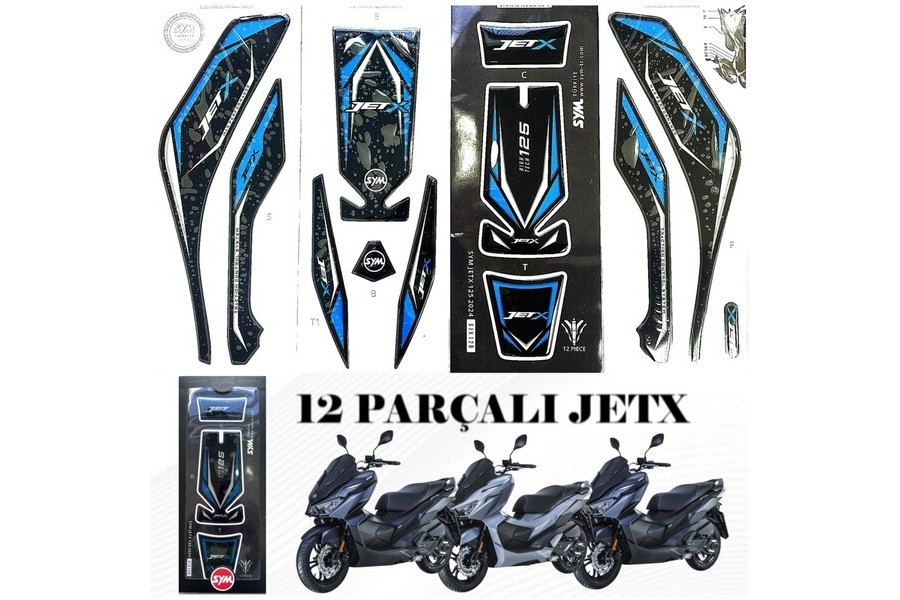 SYM JETX 125 TCS E5 ETIKET TANK PED.12 PARCALI.MAVI SYM JETX 125 TCS E5 ETIKET TANK PED.12 PARCALI.MAVI