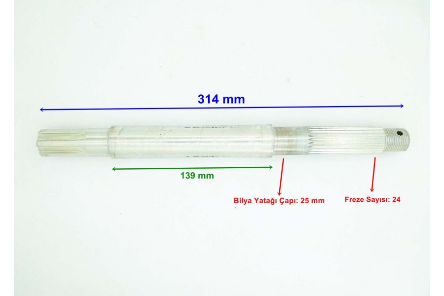 YUKİ AYDOS SOL AKS 314 mm BİLYA YATAĞI 25 mm 6-24 FREZE &Ouml;M