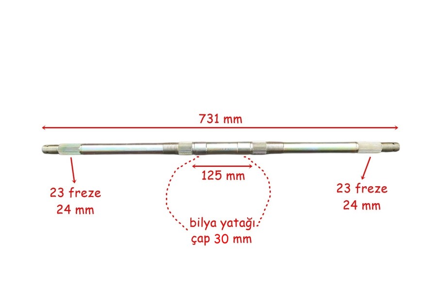 ATV AKS 731 mm İKİ YİVLİ BİLYA YATAĞI 30 mm 23 FREZE &Ouml;M
