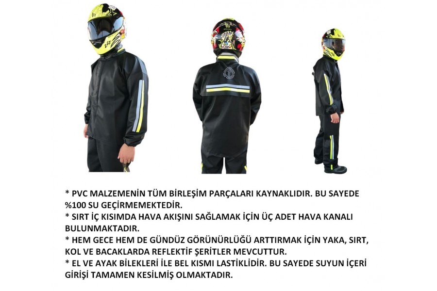 MOTOSİKLET YAĞMURLUK ALT-ÜST TAKIM 2XL BEDEN PVC KUMAŞ DİKİŞSİZ