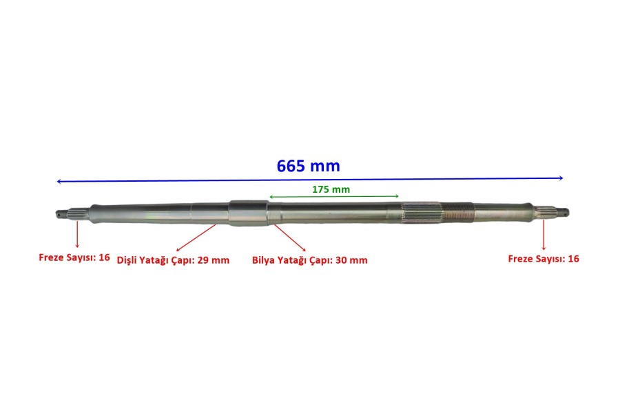 ATV 110 AKS 665 mm DİFRANSİYELLİ DİŞLİ YATAĞI 29 mm 16 FREZE ÖM