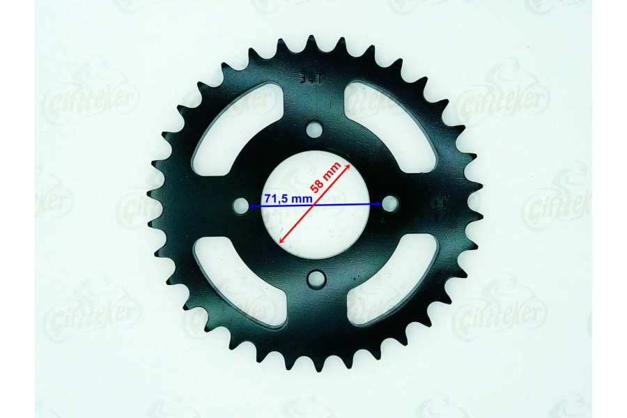 ATV ARKA DİŞLİ 530-34T İÇ 58 mm 4 DELİKLİ ÖM