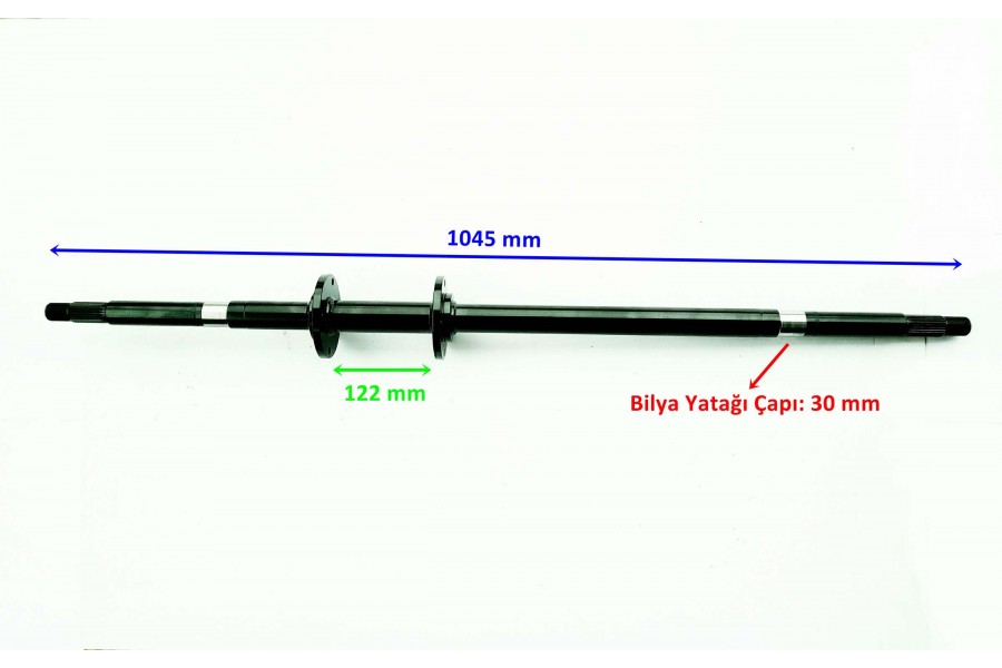 BUGGY ARKA AKS 1045 mm BİLYA YATAĞI 30 mm 2 FLANŞLI YM ÖM