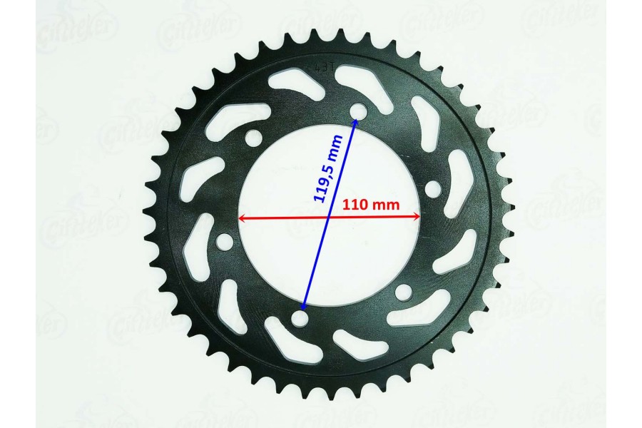 YAMAHA R25 MT-25 ARKA DİŞLİ 520-43T İÇ 110 mm 6 DELİKLİ ÖM